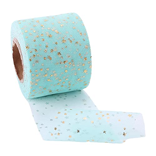 ERUYN 25 Yardas 6 cm Multicolor patrón de Estrella Dorada Rollo de Tul DIY Falda de Mesa Rollo de Tul Colorido Arcos decoración de la Boda Verde Oscuro