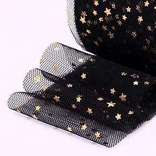 ERUYN 25 Yardas 6 cm Multicolor patrón de Estrella Dorada Rollo de Tul DIY Falda de Mesa Rollo de Tul Colorido Arcos decoración de la Boda Verde Oscuro