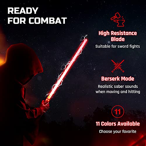 Espada Láser Luminosa – Sable Láser Luminoso - Listo Para El Combate - 11 Colores Y Sonidos Realistas – Lightsaber De Aluminio - Hoja De Alta Resistencia Desarmable - Cyberblade Alphagrip Red