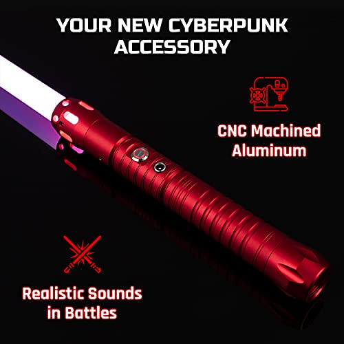 Espada Láser Luminosa – Sable Láser Luminoso - Listo Para El Combate - 11 Colores Y Sonidos Realistas – Lightsaber De Aluminio - Hoja De Alta Resistencia Desarmable - Cyberblade Alphagrip Red
