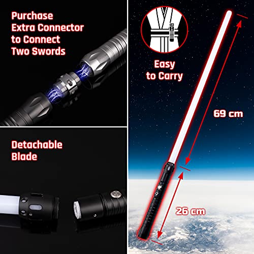Espada Láser Luminosa – Sable Láser Luminoso - Listo Para El Combate - 11 Colores Y Sonidos Realistas – Lightsaber De Aluminio - Hoja De Alta Resistencia Desarmable - Cyberblade Alphagrip Red