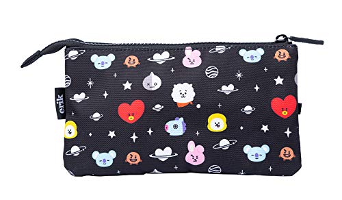 Estuche 3 compartimentos - Estuche escolar│ Estuche BT21 perfecto para la vuelta al cole - Producto con licencia oficial