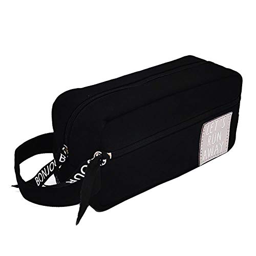 Estuche creativo con cremallera de lona de sarga grande para lápices Kawaii, bolsa de lápices para estudiantes y niñas, artículos de papelería escolar, original (rosa)