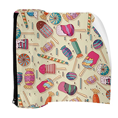 Estuche para lápices con cremallera, organizador de monedas, bolsa de maquillaje para mujeres, adolescentes, niñas, niños y niños, patrón de dulces