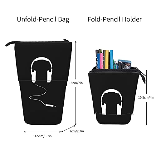 Estuche telescópico para lápices ，Auriculares Blanco， Porta lápices de pie Estuche para lápices Estuche para papelería Estuche con cremallera Estuche para cosméticos.