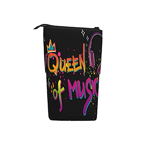 Estuche telescópico para lápices ，Auriculares de moda de la reina de la música， Porta lápices de pie Estuche para lápices Estuche para papelería Estuche con cremallera Estuche para cosméticos.