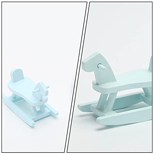 EXCEART 2 Piezas de Madera Mecedora de Caballo Casa de Muñecas Silla de Madera Miniatura Caballo Mecedora Modelo Niños Simulan Jugar Juguete de Madera Casa de Muñecas Decoración de