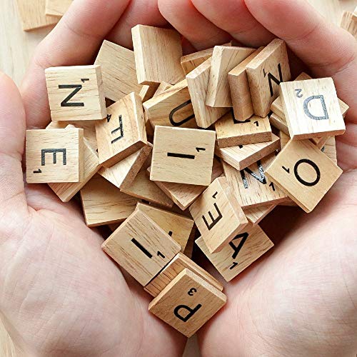 Fichas de reemplazo para juegos de mesa tipo Scrabble, fichas de letras en madera, para artesanías, marco de boda y arte de pared, 100 piezas.