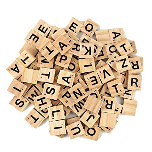 Fichas de reemplazo para juegos de mesa tipo Scrabble, fichas de letras en madera, para artesanías, marco de boda y arte de pared, 100 piezas.
