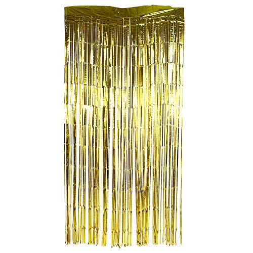 Fiesta de Bodas de cumpleaños Reutilizable Papel de Aluminio Oropel Fringe Cortina Entrada Habitación Decoración Colgante (Color : Gold, Size : 3M)