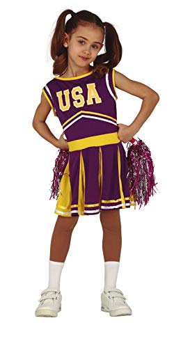 FIESTAS GUIRCA Disfraz Cheerleader amarllo y Morada niña Talla 10-12 años