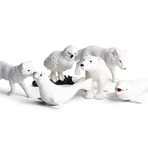 FLORMOON 6 Piezas de Figuras de Animales árticos Realistic Juguete Animal Animal Figure Early Educational Toys Science Project Christmas Birthday Gift for Kids