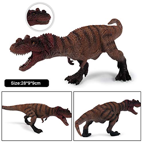 FLORMOON Juego de Dinosaurios - Realista Ceratosaurus Dinosaur - Figuras de Dinosaurio de plástico marrón - Decoración de Pasteles de cumpleaños, artículos de Fiesta para niños pequeños(Boca móvil)