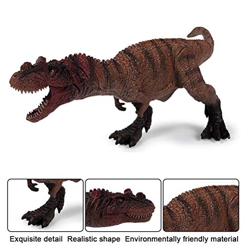 FLORMOON Juego de Dinosaurios - Realista Ceratosaurus Dinosaur - Figuras de Dinosaurio de plástico marrón - Decoración de Pasteles de cumpleaños, artículos de Fiesta para niños pequeños(Boca móvil)