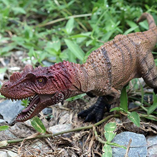 FLORMOON Juego de Dinosaurios - Realista Ceratosaurus Dinosaur - Figuras de Dinosaurio de plástico marrón - Decoración de Pasteles de cumpleaños, artículos de Fiesta para niños pequeños(Boca móvil)