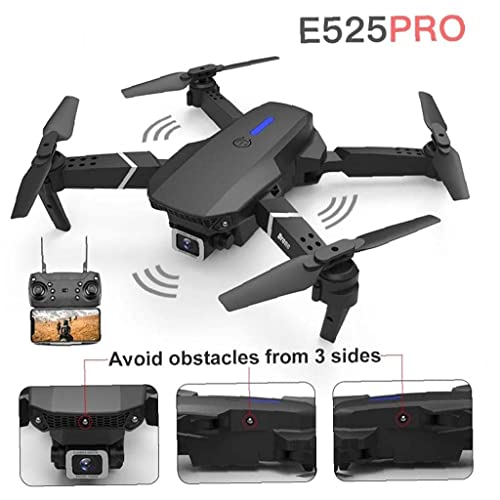 FMHCTN RC Quadcopter Plegable Professional E525 Pro Mini Drone Helicóptero de Juguete con cámara HD 1080P 2 baterías Herramientas Gratis (1080P 2 batería)