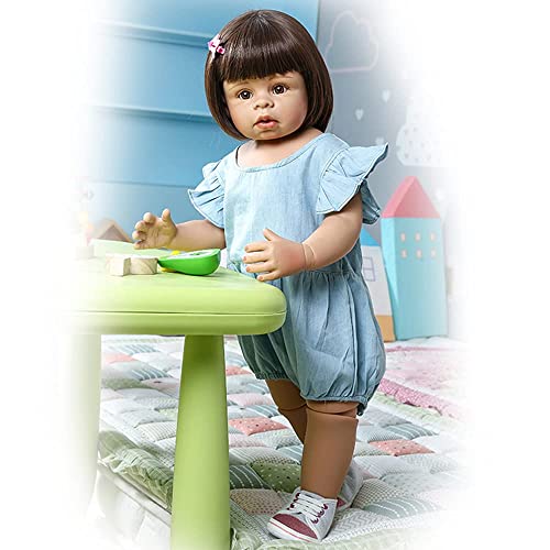 FMONH 70Cm Reborn Baby Toddler Doll Pelo Corto Chica Bola Articulada Muñeca Suave De Cuerpo Completo Muñeca De Silicona Juguete De Baño para Niños Cumpleaños