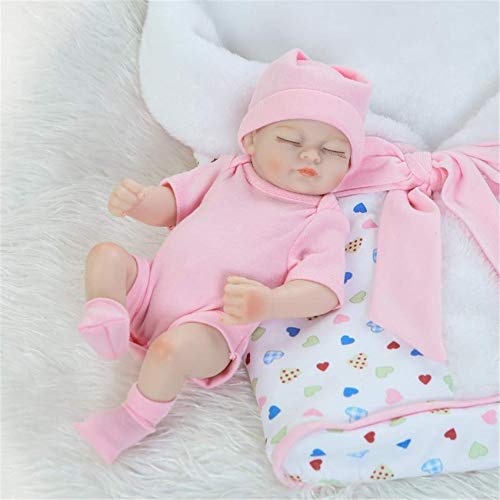 FMONH Muñecas Reborn De 10 Pulgadas / 28 Cm para Niñas, Muñeca De Silicona Suave De Cuerpo Completo, Realista, Mejor Cumpleaños, Juguetes De Baño De Silicona, Gemelos (Un Par + Edredón)