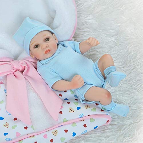 FMONH Muñecas Reborn De 10 Pulgadas / 28 Cm para Niñas, Muñeca De Silicona Suave De Cuerpo Completo, Realista, Mejor Cumpleaños, Juguetes De Baño De Silicona, Gemelos (Un Par + Edredón)