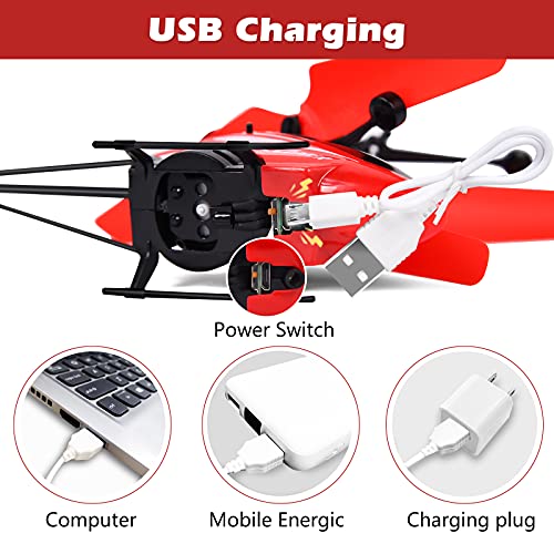 FORMIZON Helicóptero RC, Mini Helicóptero de Control Remoto con Luces LED, Despegue/Aterrizaje con un Botón Helicóptero Teledirigido para Interior y Exterior, Juguete de Regalo para Niños (Rojo)
