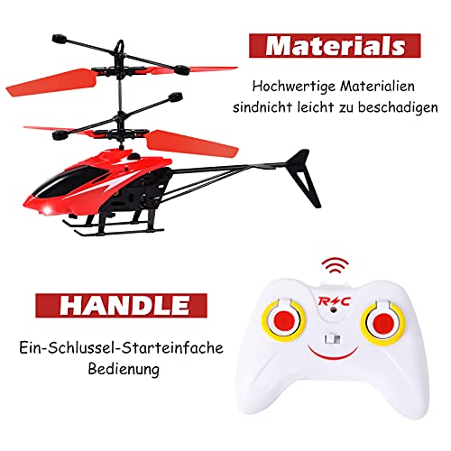 FORMIZON Helicóptero RC, Mini Helicóptero de Control Remoto con Luces LED, Despegue/Aterrizaje con un Botón Helicóptero Teledirigido para Interior y Exterior, Juguete de Regalo para Niños (Rojo)