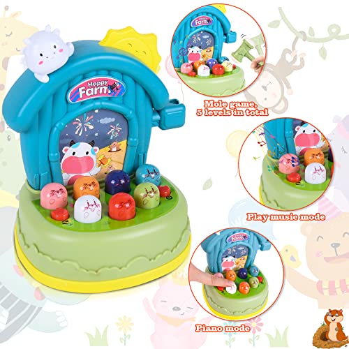 FORMIZON Juguete de Martillo, Mini Juego Arcade, Juego de Golpear con Luz Musical, Juego Interactivo de Desarrollo para Niños Pequeños, Regalo de Cumpleaños para Niños Niñas Más de 3 Años (Vacas)