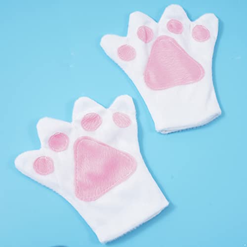 Freebily Juego de Disfraz de Conejo para Niña Pascua Disfraz Diadema con Orejas,Cola y Pajarita, Falda Corta Tutú y Guantes Disfraz Animados Niña Halloween Blanco Talla Única