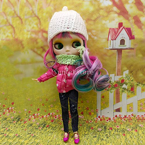 freneci 1/6 Ropa Casual de Moda Abrigo Grueso Rosa, Traje de Jeans para Muñecas Blythe de 12 "