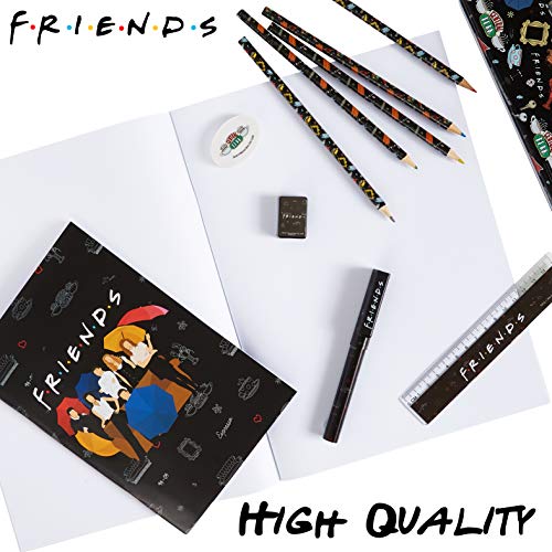 Friends Estuche Escolar, Kit Material Escolar Con Libretas Bonitas, Goma De Borrar Y Bolígrafo Original, Set Papelería Para Adolescentes y Adultos Fans de la Serie