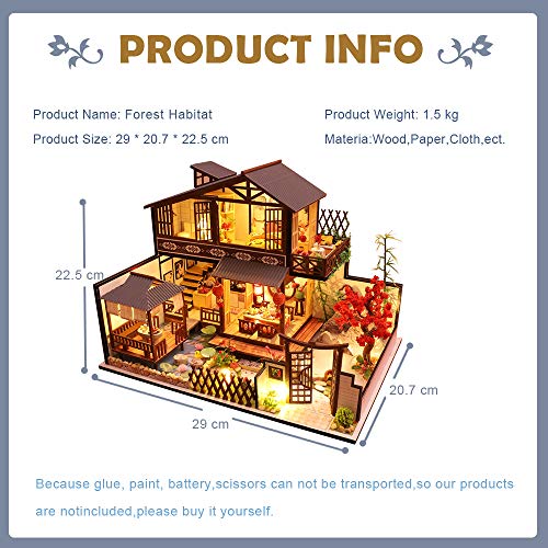 Fsolis Miniatura de la casa de muñecas con Muebles, Equipo de casa de muñecas de Madera 3D, más Resistente al Polvo y el Movimiento de música Regalo Creativo