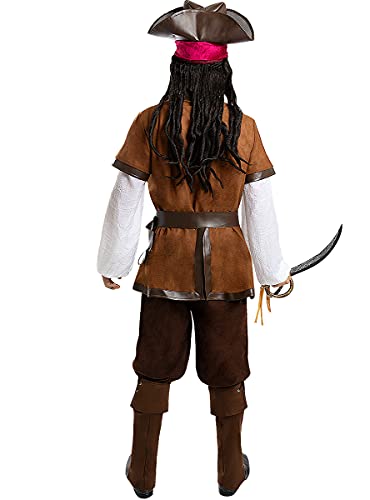 Funidelia | Disfraz de Pirata - Colección Caribe para Hombre Talla S ▶ Corsario, Bucanero - Color: Marrón - Divertidos Disfraces y complementos para Carnaval y Halloween