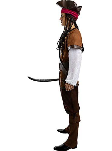 Funidelia | Disfraz de Pirata - Colección Caribe para Hombre Talla S ▶ Corsario, Bucanero - Color: Marrón - Divertidos Disfraces y complementos para Carnaval y Halloween