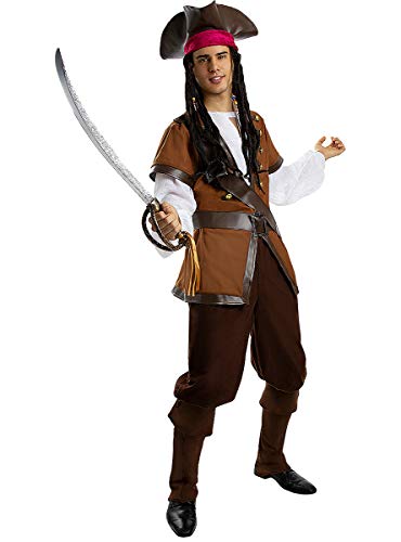 Funidelia | Disfraz de Pirata - Colección Caribe para Hombre Talla S ▶ Corsario, Bucanero - Color: Marrón - Divertidos Disfraces y complementos para Carnaval y Halloween