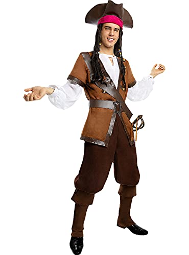 Funidelia | Disfraz de Pirata - Colección Caribe para Hombre Talla S ▶ Corsario, Bucanero - Color: Marrón - Divertidos Disfraces y complementos para Carnaval y Halloween