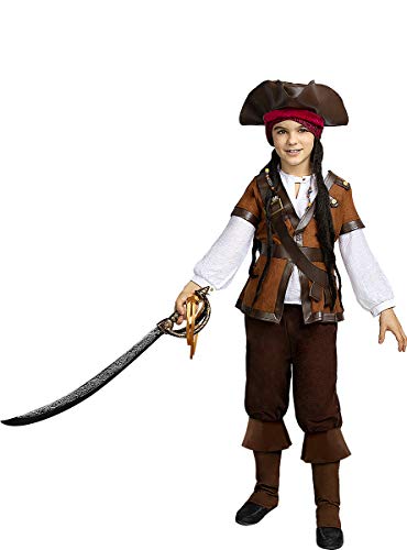 Funidelia | Disfraz de Pirata - Colección Caribe para niño Talla 7-9 años ▶ Corsario, Bucanero - Color: Marrón - Divertidos Disfraces y complementos para Carnaval y Halloween