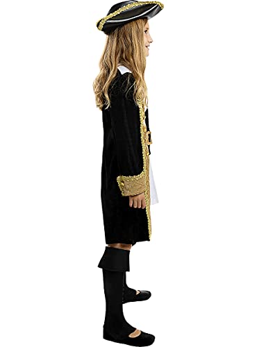 Funidelia | Disfraz de Pirata Deluxe- Colección Colonial para niña Talla 7-9 años ▶ Corsario, Bucanero - Color: Negro - Divertidos Disfraces y complementos