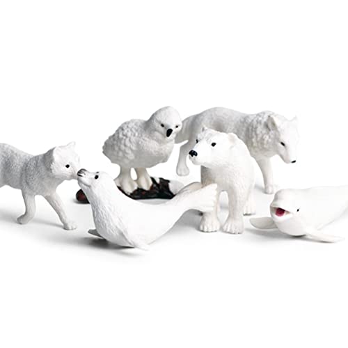 Gampu Sea Creature Toys, 6 Piezas de Figuras de Animales Marinos del círculo Polar ártico, Juego de Modelos de Aprendizaje de Animales Salvajes de PVC, Incluye Figuras de Osos Polares