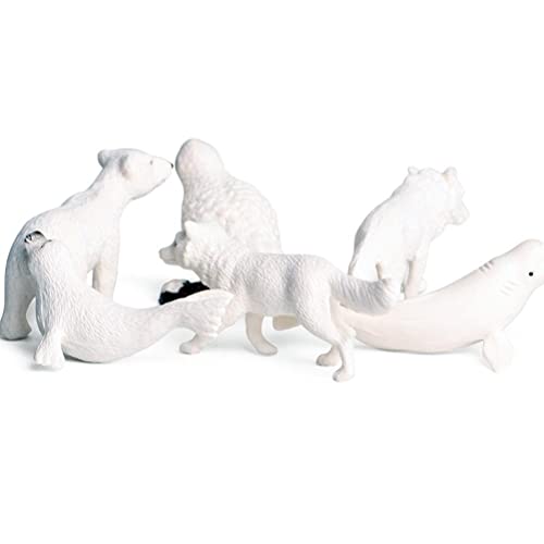 Gampu Sea Creature Toys, 6 Piezas de Figuras de Animales Marinos del círculo Polar ártico, Juego de Modelos de Aprendizaje de Animales Salvajes de PVC, Incluye Figuras de Osos Polares