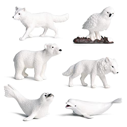 Gampu Sea Creature Toys, 6 Piezas de Figuras de Animales Marinos del círculo Polar ártico, Juego de Modelos de Aprendizaje de Animales Salvajes de PVC, Incluye Figuras de Osos Polares