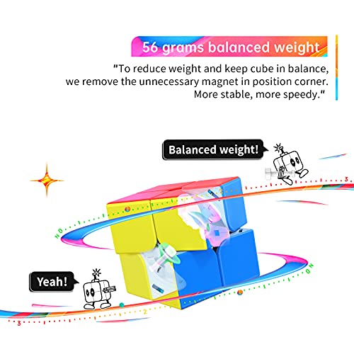 GAN 251 M Air, 2x2 Magnetic Speed Cube Stickerless 251 Mini Cube 48 Magnets Puzzle Toy for Beginner(Frosted Surface Primary Internal)