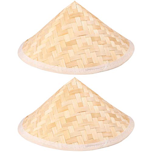 GARNECK Sombrero de Coolie para Niños Sombrero de Bambú Chino Tradicional Cono de Paja Oriental Sombrero de Pesca de Jardín Sombrero de Arroz Accesorios para Fotos Decoración para Colgar