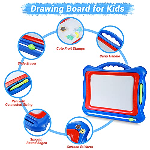 Geekper Pizarra magnética Infantil, 41 x 33cm Grande Magnético Pintura de la Escritura Doodle con 5 Sellos y Pegatinas Juguetes Educativos para Niños Mayores de 3 Años