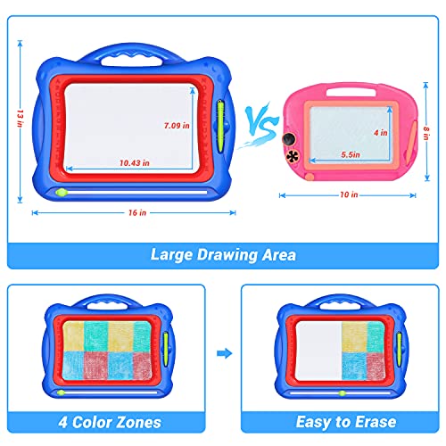 Geekper Pizarra magnética Infantil, 41 x 33cm Grande Magnético Pintura de la Escritura Doodle con 5 Sellos y Pegatinas Juguetes Educativos para Niños Mayores de 3 Años