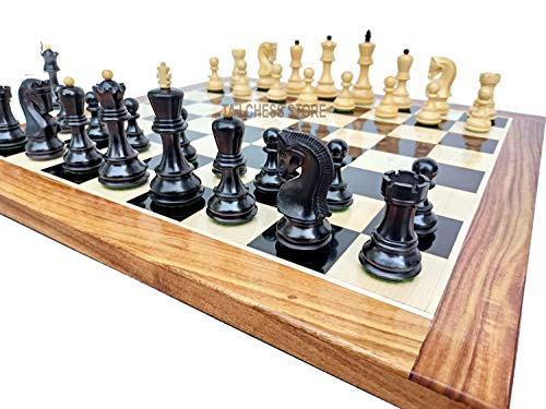 Generic Torneo de Ajedrez Ruso Zagreb | Piezas de ajedrez de Madera Hechas a Mano con Tablero de ajedrez de Madera de ébano de 21 "con Bordes de sheesham | Tienda de ajedrez Taj