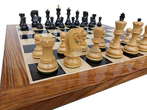 Generic Torneo de Ajedrez Ruso Zagreb | Piezas de ajedrez de Madera Hechas a Mano con Tablero de ajedrez de Madera de ébano de 21 "con Bordes de sheesham | Tienda de ajedrez Taj