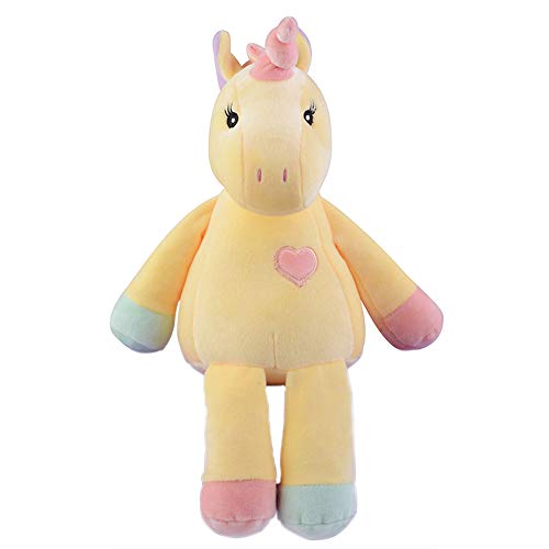 Georgie Porgy Peluche Unicornio Terciopelo Super Suave Osito de Peluche Animal Juguete Suave para Niños (Amarillo)