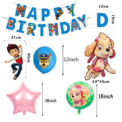 Globos de Fiesta Cumpleaños para Patrulla Canina Globos de Aluminio de Paw Dog Patrol Pancarta de Feliz Cumpleaños de Patrulla Canina
