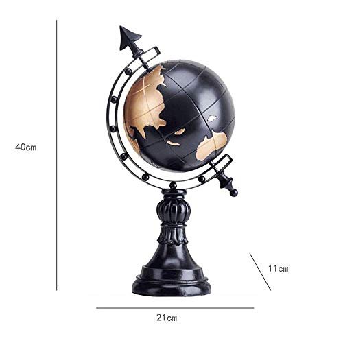 Globos Globo de Escritorio Decorativo Antiguo Mini Globo del Mundo Vintage Globo de geografía terrestre Giratorio Globos del Mundo con Soporte (Color: Azul Profundo, Tamaño: 40x21x11cm) (Azul 40x21x
