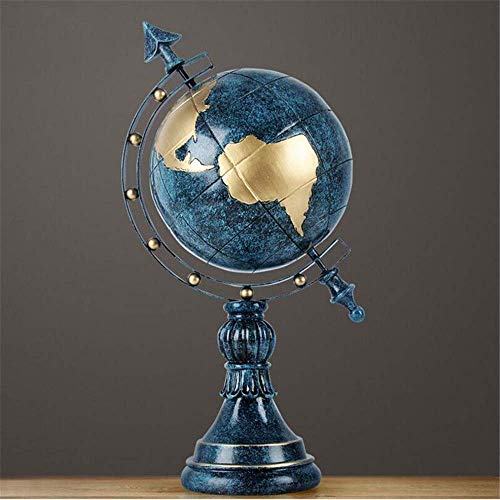 Globos Globo de Escritorio Decorativo Antiguo Mini Globo del Mundo Vintage Globo de geografía terrestre Giratorio Globos del Mundo con Soporte (Color: Azul Profundo, Tamaño: 40x21x11cm) (Azul 40x21x