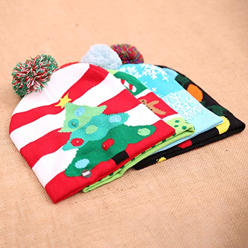 Gorro de Punto de Navidad con Luces Led Decoración de Navidad del Partido Cap Gorro de Lana de Colores de luz Luz Hijos Adultos Sombrero Caliente